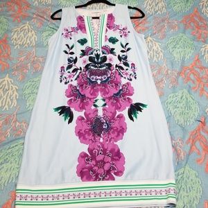 Tunic style dress, blue with floral design NWT